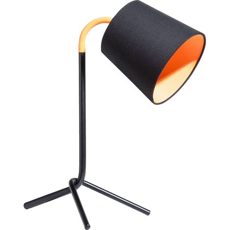 Lámpara de mesa negra con pantalla cilíndrica estilo vintage moderno Mooki