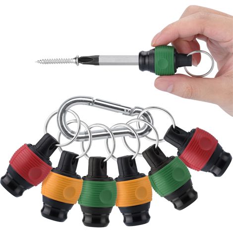 Porte Embout Visseuse - Porte Cle avec Mousqueton et 6 Porte Embouts Boule pour Renvoi d'Angle Visseuse Perceuse Tournevis Douille 1/4 - Support Rallonge pour Embout Long