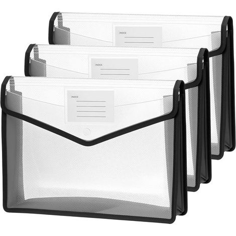 3 cartelle in plastica formato A4, impermeabili, di grandi dimensioni, ideali per la scuola, l'ufficio e la casa. (1/5)