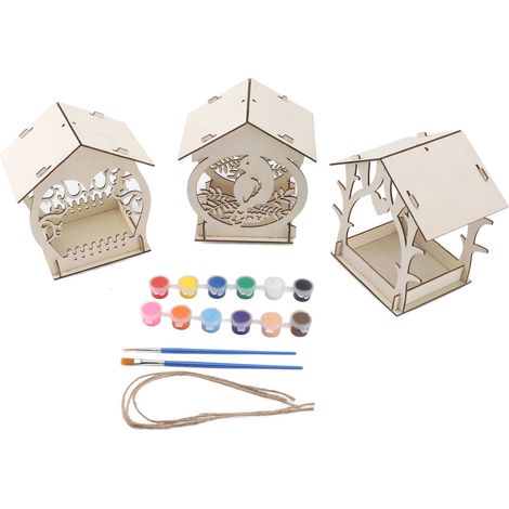 Mangeoire cabane à oiseaux en bois à suspendre pour jardin, kit peinture bricolage enfants garçons filles cadeau Noël (1/5)