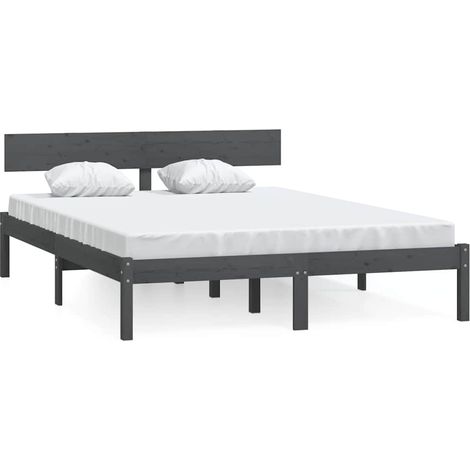 Maison Exclusive - Massivholzbett Grau 120x190 cm (1/5)