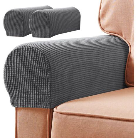Gants pour accoudoirs de canapé - Lot de 2 - Gris foncé - Matière extensible en spandex (1/5)