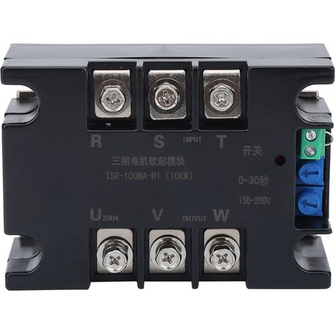 Démarreur progressif triphasé 10KW, module contrôleur TSR-100WA R1, avec relais à base en laiton, démarrage doux moteur 3 phases, variateur de puissance industriel, boîtier robuste. (1/5)
