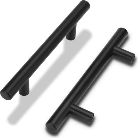 Lot de 10 Poignée meuble cuisine Noir 64mm Inox Tiroir Encastrée Cuisines Chambres (1/5)