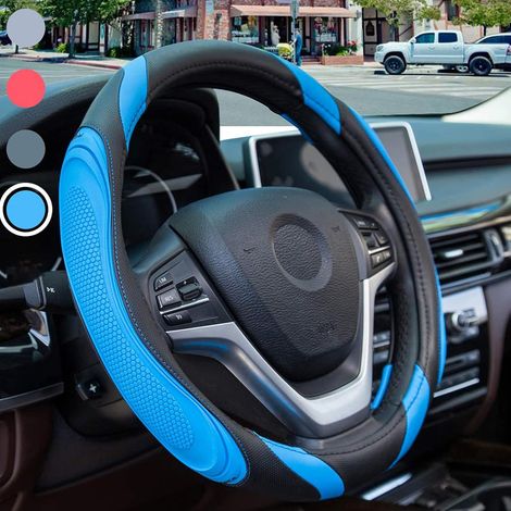 Blauer Lenkradbezug - Autolenkradbezug aus Leder, Universalgröße