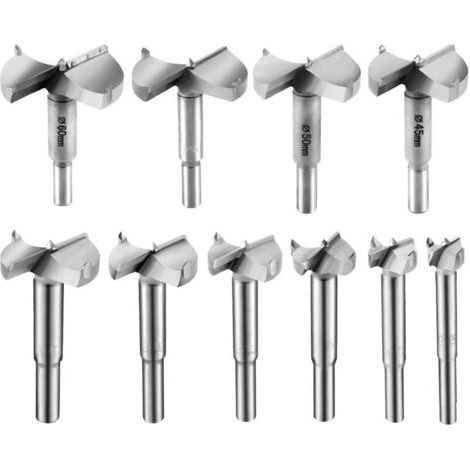 10 Pcs Meche Bois 15-60mm Fraise Bois Carbure Foret Bois Meche a Faconner Meche a Fraiser Bois Fraise Perceuse Bois 15mm 20mm 25mm 30mm 35mm 40mm 45mm 50mm 55mm 60mm,de dyk.Trywise (1/4)