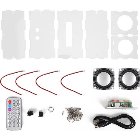 Kit de haut-parleur Bluetooth, Pack de musique MP3, son stéréo, Mini amplificateur de puissance 3W avec télécommande, transparent
