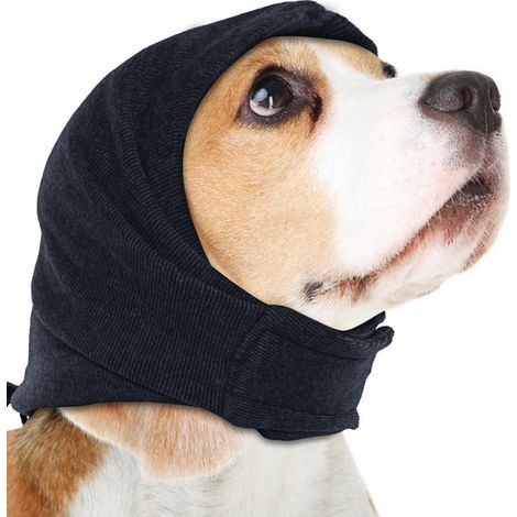 Schwarzer S Hunde-Beruhigungshoodie, Ohrenschützer gegen Schütteln, Ohrenschützer bei Kopfdeformitäten, Angstlinderung bei Hämatomen, Ohrenfalten, Kopfbedeckung, Pflege und Zwangsmaßnahmen (1/5)