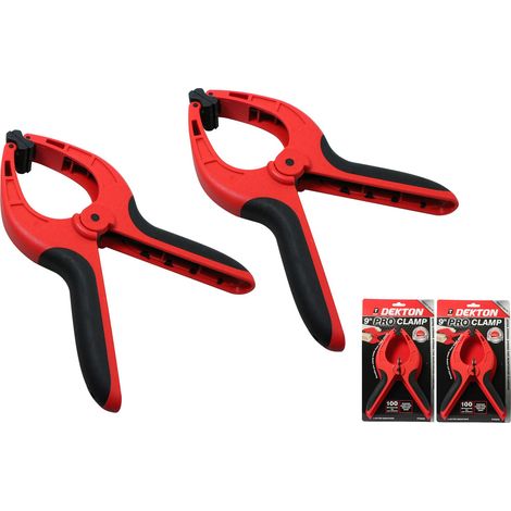2 x Dekton Spring Quick Grip Clamps Wood Work Carpentry Plastic Clamp 230mm /9" (1/2)