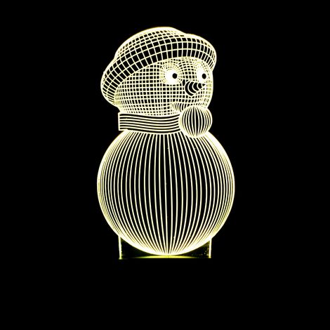 Veilleuse en acrylique à illusion d'optique LED 3D avec télécommande et fonction tactile intelligente, 7 couleurs changeantes (bonhomme de neige de Noël) (1/5)