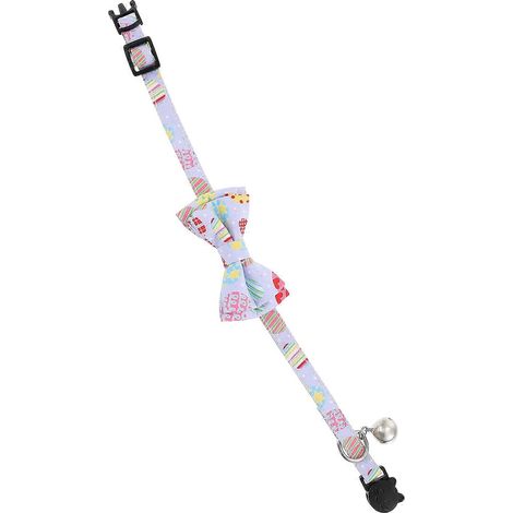 Collar decorativo de poliéster para gatos con lazo para gatitos, color morado. (1/5)