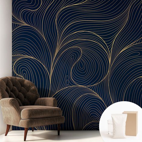 Papier peint intissé décoratif avec colle pour salon chambre et bureau Installation rapide Motif ondulé 250x250 cm (1/5)