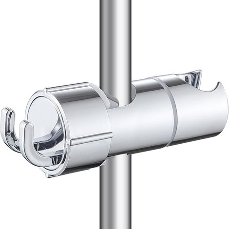 Support de douche réglable avec crochet, support universel pour tringles de douche de 16 à 27 mm, argenté (1/5)
