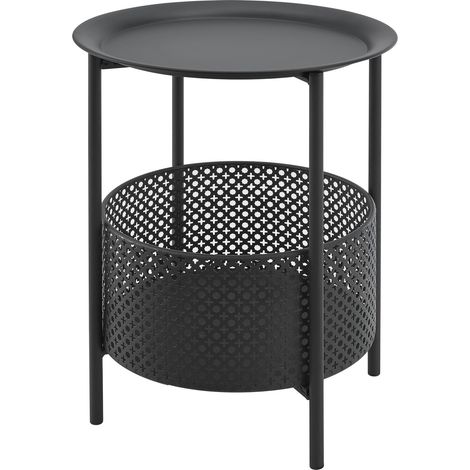 Mesa pequeña redonda de metal 45 x 35 cm negro 030008545 (1/4)