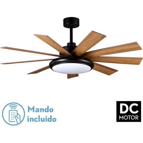 Ventilatore dc pireo 36w nero 9 pale rovere/faggio 6 vel 3000k, 4500k, 6000k 3800lm 132d c/remoto, memoria e timer (1/5)