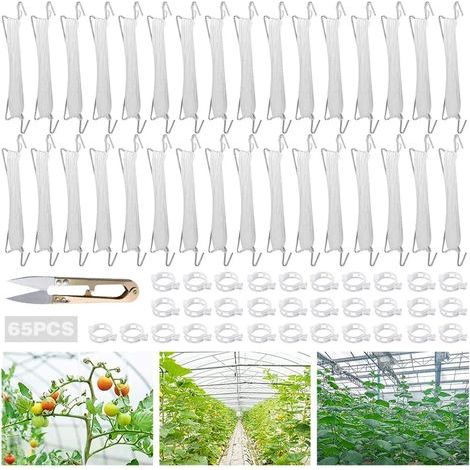 Lot de 32 Crochets à Tomates en Métal avec Corde, 32 Boucles de Plantes et 15 m de Corde, pour Tomates et Concombres Suspendus (1/5)