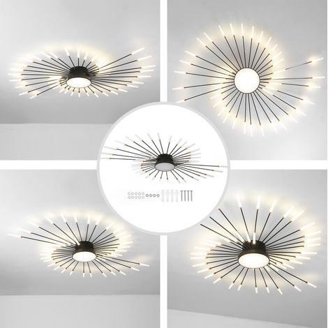 Eosnow – Plafonnier LED moderne 42 têtes – Acrylique et fer – Lumière neutre 110-240V – Pour salon et chambre – Taille 128 cm x 9 cm