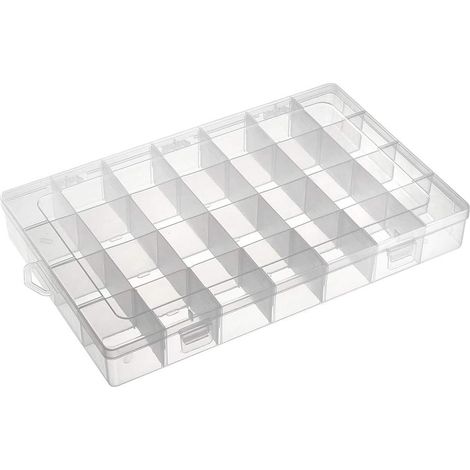 Boîte de rangement pour composants sourcing map - PP Fixe 28 compartiments Blanc transparent 350 x