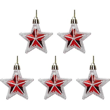 Sternförmiger roter Weihnachtsbaumschmuck-Anhänger, Accessoires, Dekoration, B--