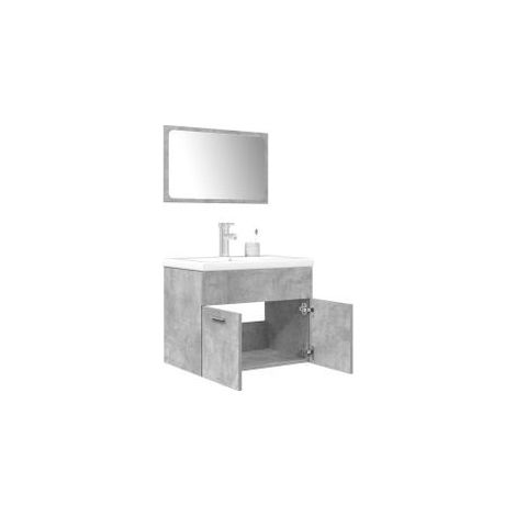 Ensemble de meubles de salle de bain 3 pcs gris béton (1/5)