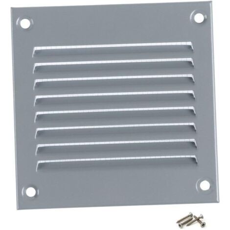 1 - Grille D'Aération - Registre D'Évacuation - En Métal Galvanisé Avec Moustiquaire - Pour Mur Et Plafond - Gris - 10x10cm (1/5)