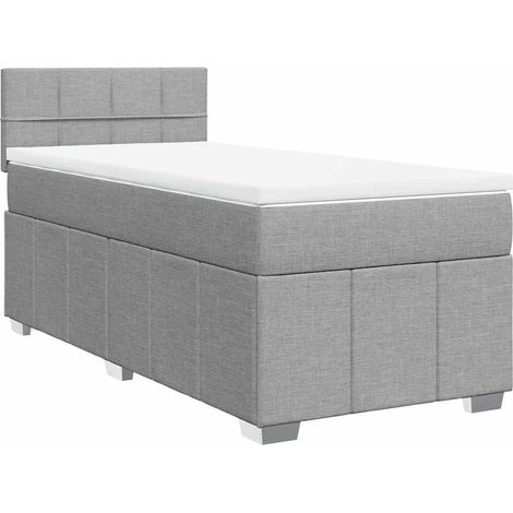 Maison Exclusive - Cama box spring con colchón tela gris claro 80 (1/5)