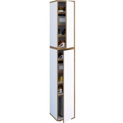 VCM – Armoire à chaussures en bois XXL 30x183x33 cm – 9 compartiments – Portes push-to-open – Raccords en métal de haute qualité