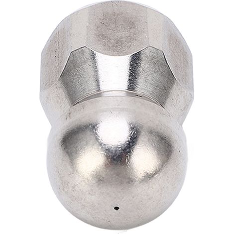 Buse de nettoyage haute pression 5000 PSI pour le débouchage de canalisations, buse de nettoyage à jet d'eau en acier inoxydable, tête sphérique, 1 orifice avant et 1 orifice arrière, 6 trous G3/8 po (1/5)