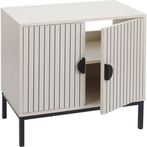 Mobile sottolavabo HHG-172, mobile da bagno con 2 ante, MDF melaminico 62x63x35 cm, effetto legno marrone