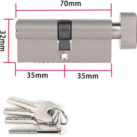 ZVD Serrure à cylindre en alliage de zinc de 70 mm (35/35), avec 3 clés, anti-effraction, anti-perçage, anti-choc (1/3)
