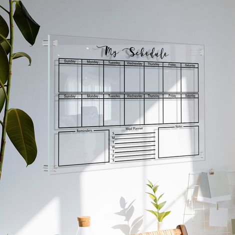 Bloc notes suspendu pour l'agenda hebdomadaire (grand) avec stylo, tableau d'écriture acrylique effaçable et transparent, conseils pour les mémos (1/5)