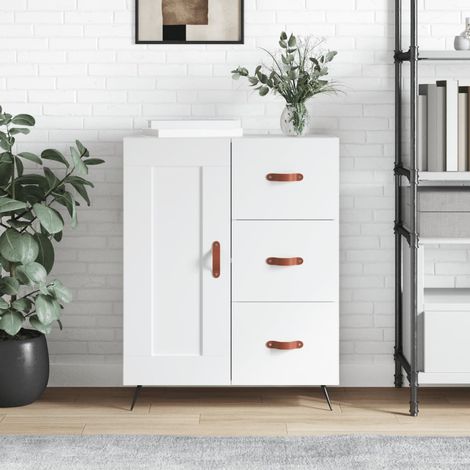 Buffet bas,Buffet Commode industriel blanc 69,5x34x90 cm bois d'ingénierie -QS30989 (1/5)