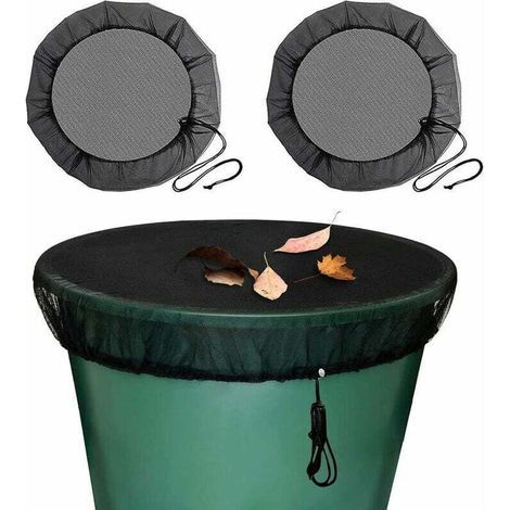 2 Pcs Filet pour Citerne de Pluie, Filet de Protection pour Tonneau de Pluie avec Cordon de Serrage, Filet de Protection Réglable, Protection Contre Les Moustiques et Les Feuilles YDbEBWNM7 (1/5)