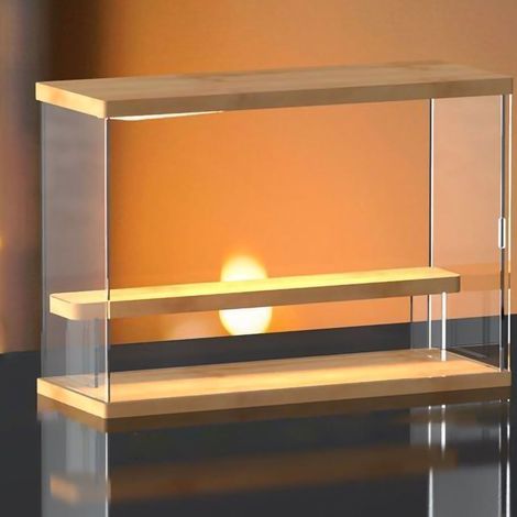 Boîte de rangement et présentoir pour figurines surprises, présentoir Pop Mart, présentoir en acrylique pour jouets LEGO, vitrine pour figurines, très grande taille, 2 niveaux avec portes coulissantes (1/5)