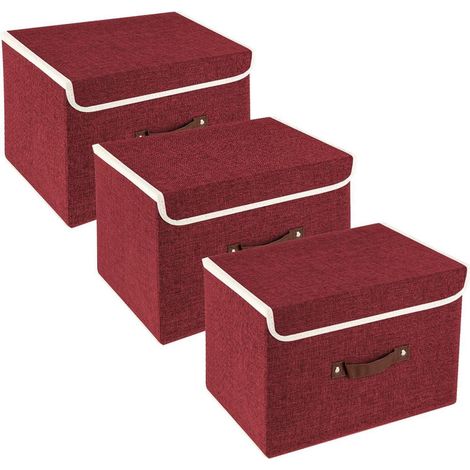 Faltbare Aufbewahrungsbox mit Deckel, 3 Stück, Rotwein (1/5)