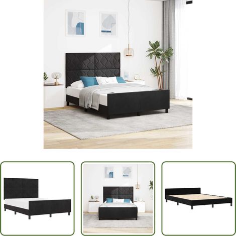 Samtbett - Boxspringbett mit Kopfteil Schwarz 140 x 200 cm Samt (1/5)