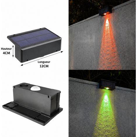 Applique murale solaire extérieure 1 LED multicolore avec adhésif 3M et vis 1 pièces 3m réf 12 × 8,5 × 4 cm 200 g – Livraison gratuite