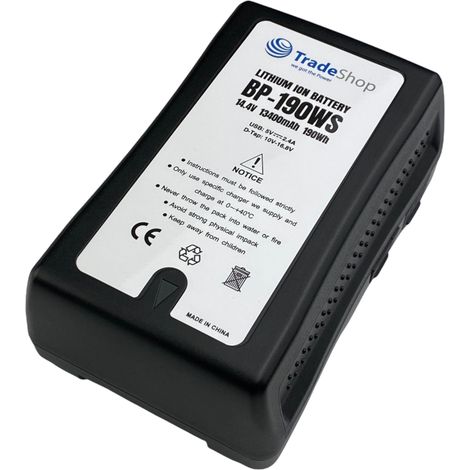 Trade-Shop Li-Ion Akku V-Mount 14,4V 13400mAh 190Wh mit D-Tap USB Ausgang für Blackmagic URSA Mini Pro Mini 4K Godox VL300 VL200 VL150 SWIT BL-200 (1/4)