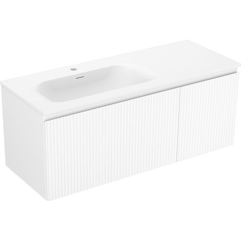 Mexen Rivel Badezimmerschrank 120 cm mit Waschtisch Vela links, 1S, 1D, geriffelt, weiß matt - 91A23-12047-3-BBFF01-W23L01 (1/5)