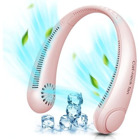 Bladeless Neck Fan, Hands Free Portable Cooling Fan, Rechargeable Personal Hanging Neck Fan, Wearable Necklace Fan with 3 Speeds for Hot Flashes Home Office Travel Outdoor Sports (1/5)