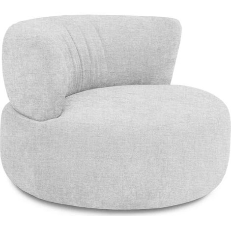 Fauteuil rond pivotant 360° en tissu chiné gris clair - TALIA