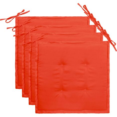 set 4 cuscini per sedia da giardino 100% poliestere impermeabile rosso 40x40x3 cm DEC021721