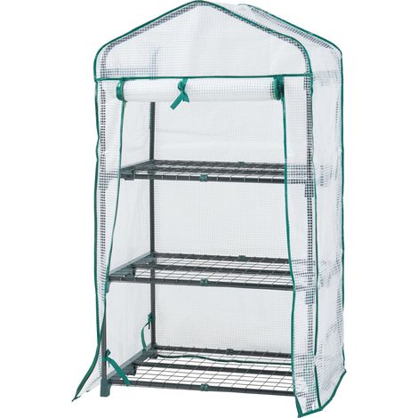 Serre de jardin à 3 niveaux 125 x 69 x 49 cm blanc