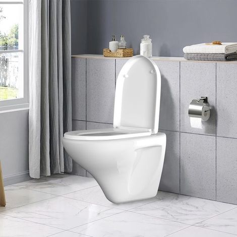 WC-Sitz - DAYPLUS - D-Form - Automatischer Absenkmechanismus - Antibakteriell - Verstellbare Scharniere