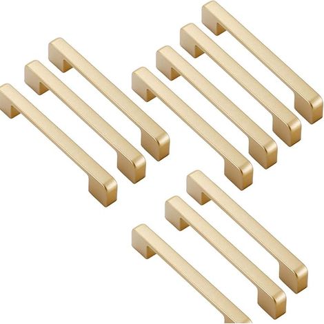 Poignée de Meuble Cuisine Dorée - Lot de 10 pour Tiroir et Placard - Barre Entraxe 160mm (1/5)