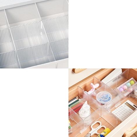 8 piezas,Separadores de cajones,Separadores de cajones ajustables con rejilla,Separadores de armarios de plástico para armar,Blanco transparente (1/4)