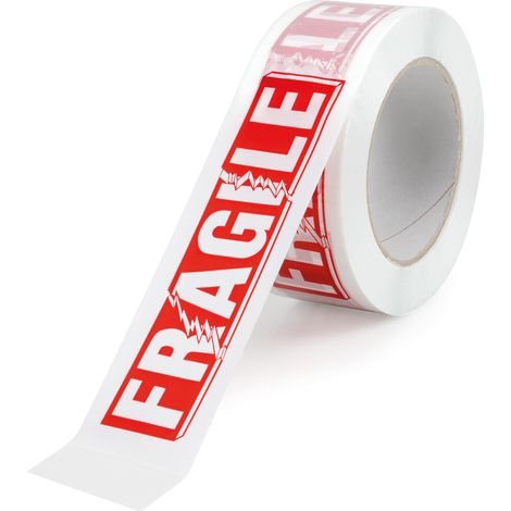 Nastro adesivo bianco con stampa fragile, set 6 pz (1/3)