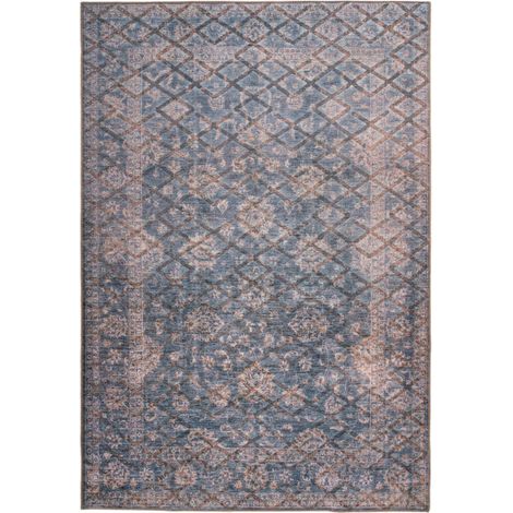 Tapis Tissé à Poils Courts "Antique" Bleu & Or 120 x 180 cm (1/3)