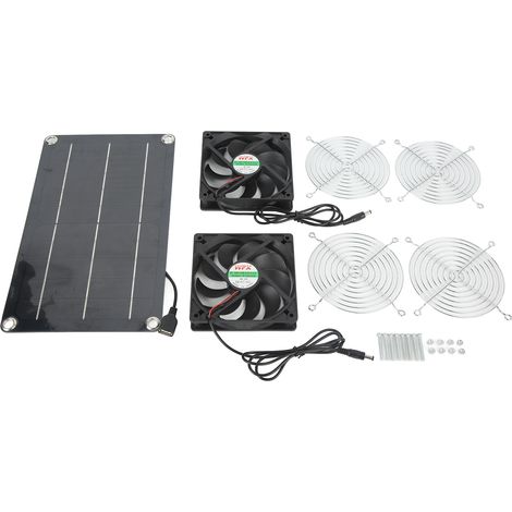 Ventilateur solaire extérieur DC12V pour serre, niche, cabane dans les arbres, camping-car - Panneau solaire alimentation ventilateur d'extraction (sans batterie) (1/5)