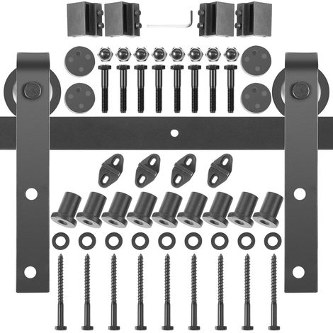Kit de glissière pour porte de grange coulissante, 365,8 cm, capacité 149,7 kg, acier carbone, pour panneaux de 4,0-4,5 cm d'épaisseur et 182,9 cm de large. (1/5)